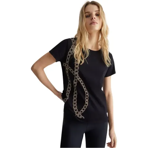 Ketten Stud Baumwoll T-Shirt Italien , Damen, Größe: XL - Liu Jo - Modalova