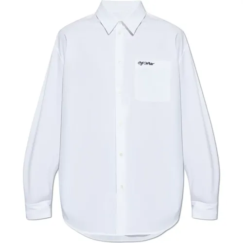 Off , Shirt with embroidered logo , male, Sizes: M, L, XL, S - Off White - Modalova