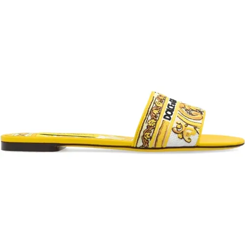 Slides mit Logo , Damen, Größe: 36 1/2 EU - Dolce & Gabbana - Modalova