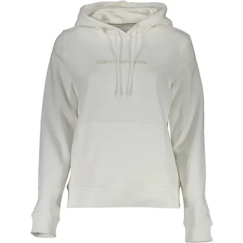 Weiße Baumwollkapuzenpullover mit Druck , Herren, Größe: XS - Calvin Klein - Modalova