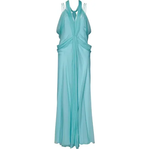 Hellblaues Midi-Kleid aus organischem Seidenchiffon - alberta ferretti - Modalova