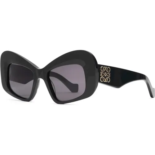 Schmetterlingsstil Sonnenbrille mit dunkelgrauen Gläsern , Damen, Größe: 51 MM - Loewe - Modalova