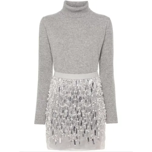 Grey Wool Knit Dress Set , female, Sizes: M, XS - Elisabetta Franchi - Modalova