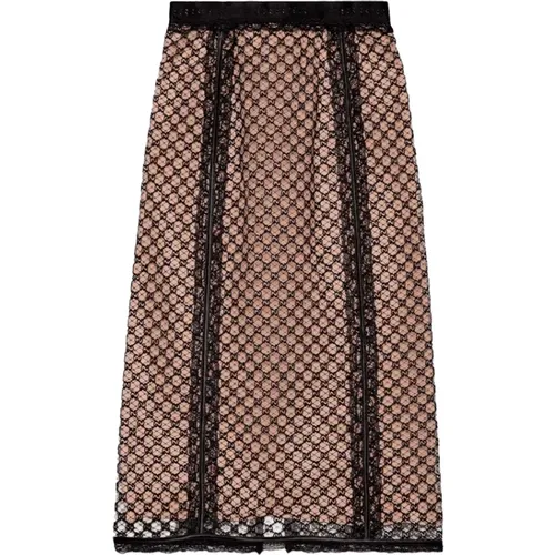 GG net-overlay skirt , female, Sizes: S - Gucci - Modalova