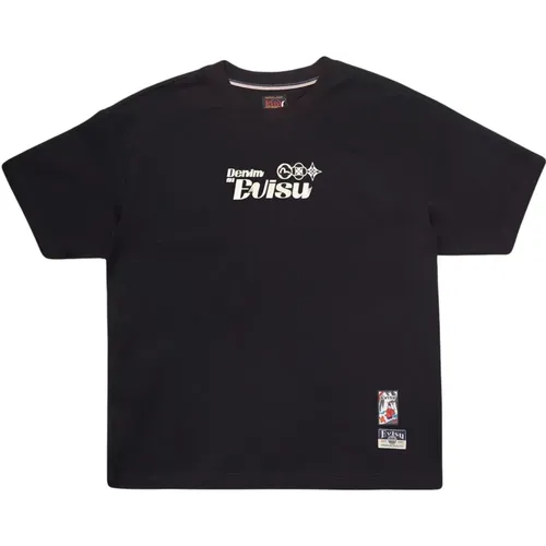 Schwarzes Brush Daicock T-Shirt , Herren, Größe: XL - Evisu - Modalova
