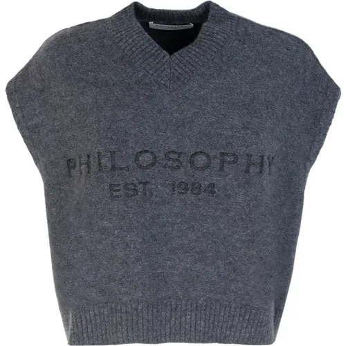 Boxy Knit Sweater with V-Neck , female, Sizes: XS, 2XS, S - Philosophy di Lorenzo Serafini - Modalova