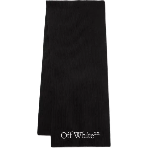 Logo-Knit Scarf , male, Sizes: ONE SIZE - Off White - Modalova