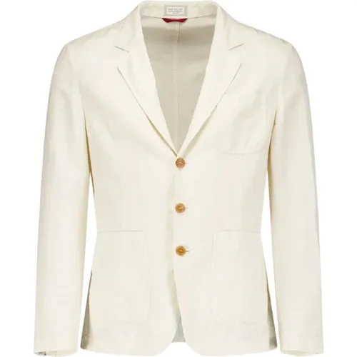 Buttoned Linen Jacket , male, Sizes: M - BRUNELLO CUCINELLI - Modalova