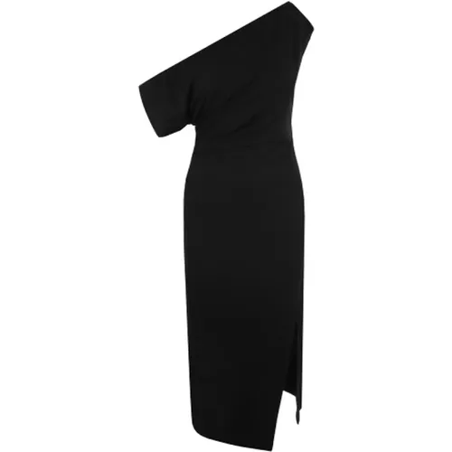 Jersey Sablé Dress with Asymmetric Hem and Side Slit , female, Sizes: S, M - Del Core - Modalova