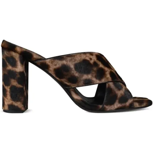 Leopard Loulou High Heel Sandalen , Damen, Größe: 36 EU - Saint Laurent - Modalova