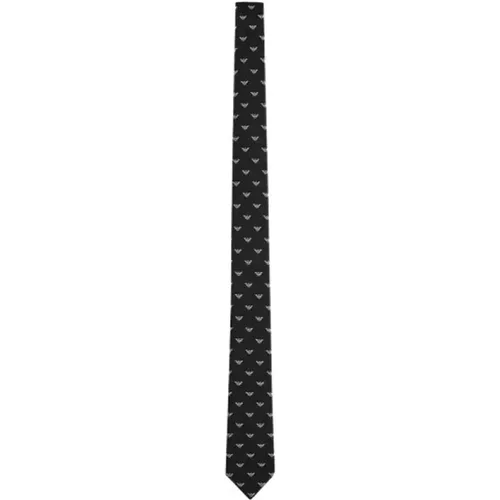 Silk Tie Nero , male, Sizes: ONE SIZE - Emporio Armani - Modalova