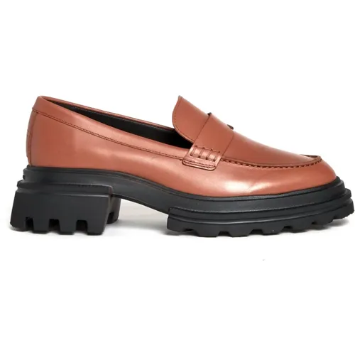 Leder Mokassin Loafer für Frauen , Damen, Größe: 37 1/2 EU - Hogan - Modalova