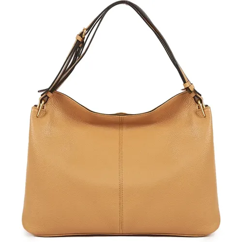 Leila Camel Leather Shopper Bag , female, Sizes: ONE SIZE - Gianni Chiarini - Modalova