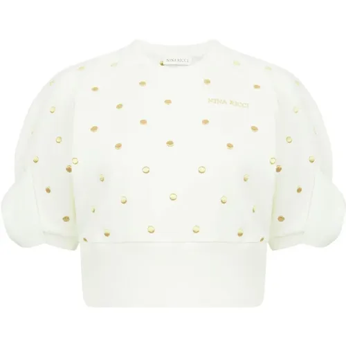 Gold Polka Dot Crop Top , female, Sizes: XL, L, 3XL, 2XL - Nina Ricci - Modalova