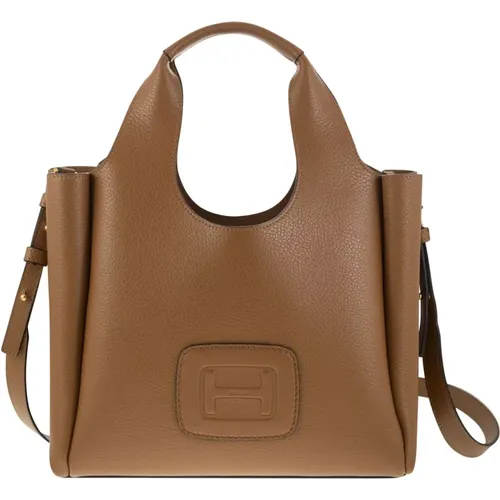 Feminine Grained Leather Shopping Bag , female, Sizes: ONE SIZE - Hogan - Modalova