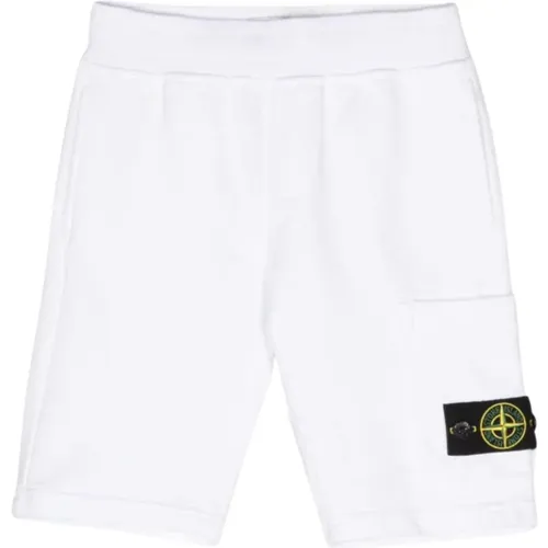 Weiße Kinder Bermuda Shorts Elastischer Bund - Stone Island - Modalova