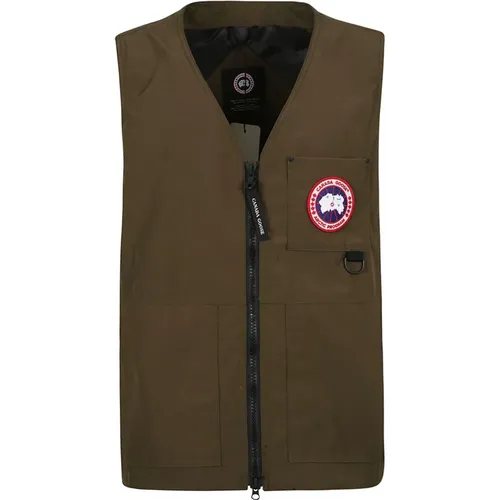 Military Green Sleeveless Vest , male, Sizes: S, M, L - Canada Goose - Modalova