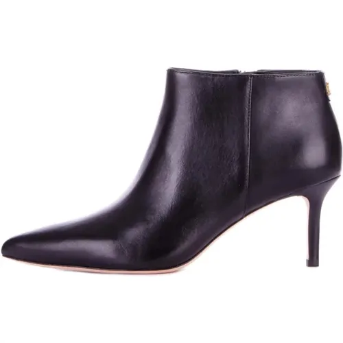 Schwarze Lederstiefel mit Reißverschluss , Damen, Größe: 37 EU - Ralph Lauren - Modalova