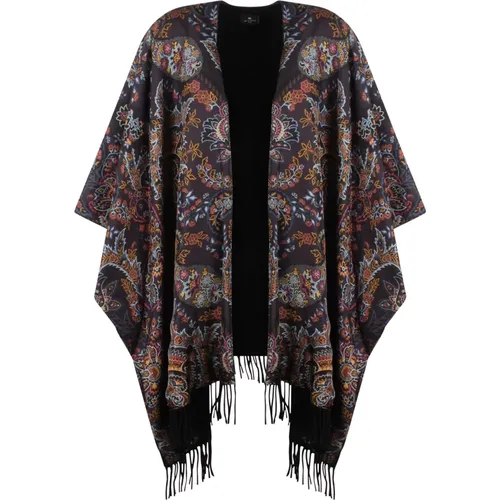 Floral Paisley Print Wool Silk Cape , female, Sizes: ONE SIZE - ETRO - Modalova