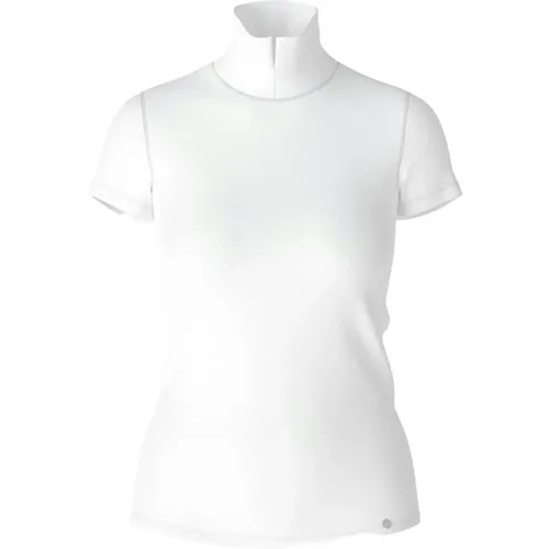 Elegantes Mockneck T-Shirt mit Schlitz , Damen, Größe: S - Marc Cain - Modalova