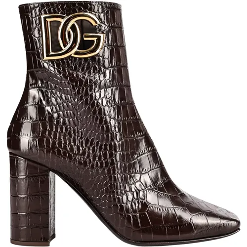 Printed Leather Ankle Boots , female, Sizes: 5 1/2 UK, 5 UK, 3 UK, 6 UK, 4 1/2 UK, 4 UK, 6 1/2 UK - Dolce & Gabbana - Modalova