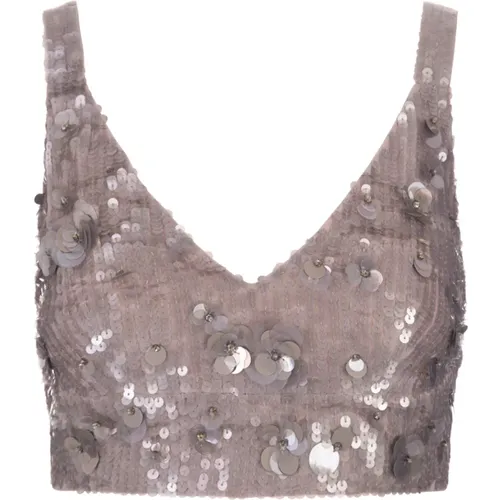 Grey Sequin Crop Top , female, Sizes: S - P.a.r.o.s.h. - Modalova