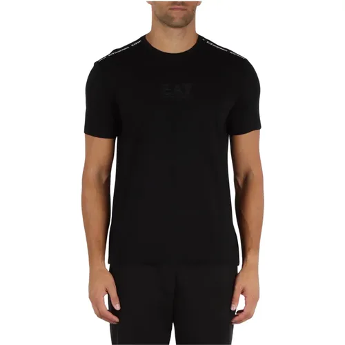 T-Shirt mit geprägtem Logo aus Viskose , Herren, Größe: S - Emporio Armani EA7 - Modalova