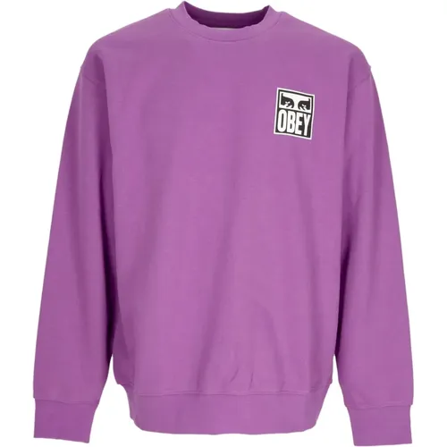 Iconic Crewneck Sweatshirt Leicht French Terry , Herren, Größe: M - Obey - Modalova