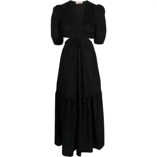 Langes Baumwoll-Popeline-Kleid mit Lochmuster , Damen, Größe: M - Twinset - Modalova
