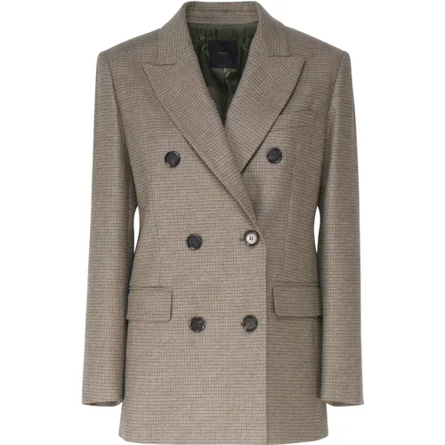 Green Camel Double-Breasted Jacket , female, Sizes: XS, 2XS - pinko - Modalova