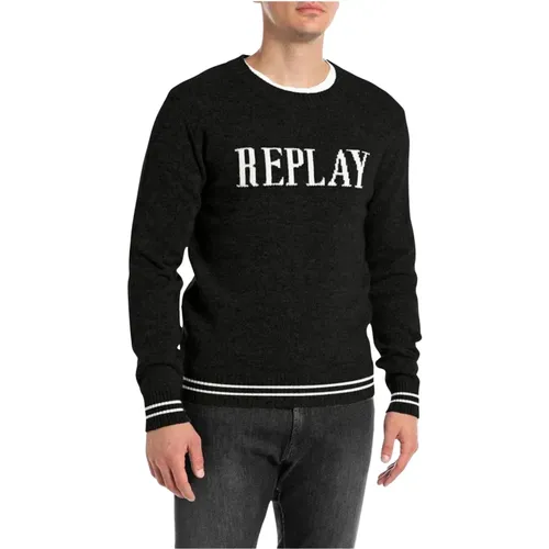 Herren Logo Pullover , Herren, Größe: L - Replay - Modalova