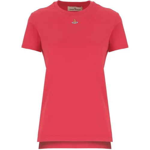 Cotton T-shirt with Orb Detail , female, Sizes: L - Vivienne Westwood - Modalova