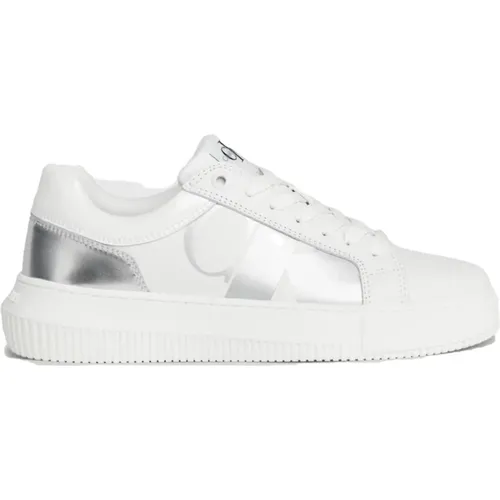 Weiße Chunky Low Top Sneakers , Damen, Größe: 38 EU - Calvin Klein Jeans - Modalova