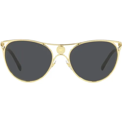 Bold and Classy Metal Cat-Eye Sunglasses , unisex, Sizes: 57 MM - Versace - Modalova
