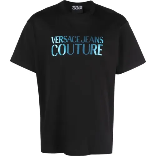 Schwarzes T-Shirt mit Couture Branding , Herren, Größe: L - Versace Jeans Couture - Modalova