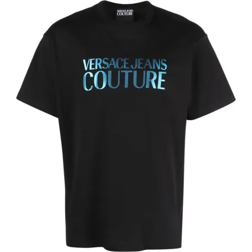 Schwarzes T-Shirt mit Couture Branding , Herren, Größe: XS - Versace Jeans Couture - Modalova