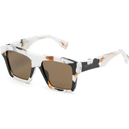 White Sunglasses with Original Accessories , male, Sizes: 55 MM - Gucci - Modalova