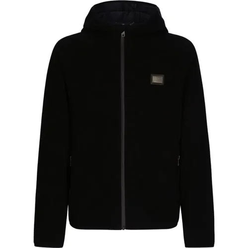 Hooded Coat Logo Zip Italy , male, Sizes: L, XL, M - Dolce & Gabbana - Modalova