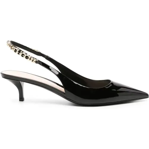 Nero Patent Leather Slingback Heels , female, Sizes: 6 1/2 UK, 3 UK, 4 1/2 UK - Gucci - Modalova