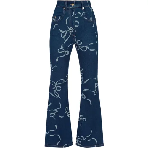 Schleifen-Print Flare Jeans in Raw Denim , Damen, Größe: L - Nina Ricci - Modalova