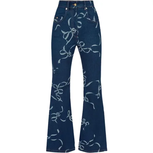 Schleifen-Print Flare Jeans in Raw Denim , Damen, Größe: M - Nina Ricci - Modalova