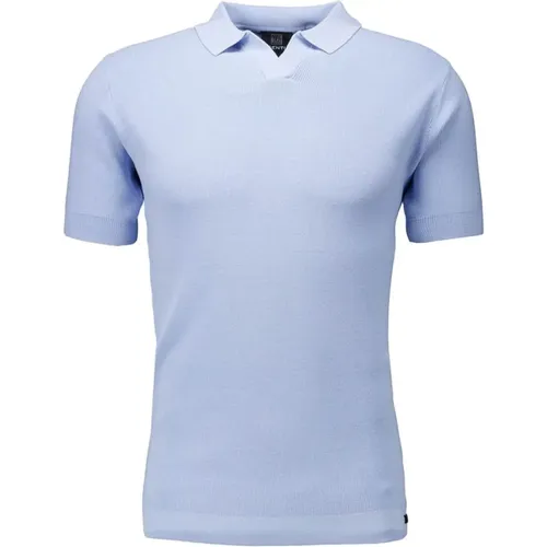 Hellblaues geripptes Polo-Shirt , Herren, Größe: XL - Genti - Modalova