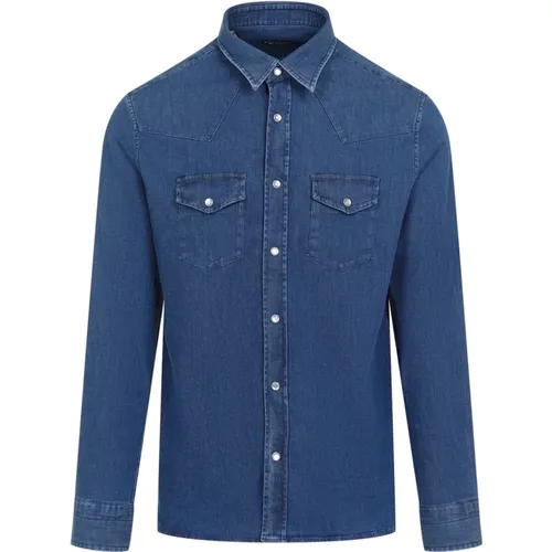 Blaue Hemden für Männer Aw24 , Herren, Größe: 2XL - Tom Ford - Modalova