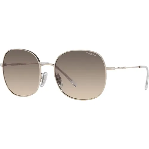 Runde Metall Sonnenbrille Braun Verlauf , Damen, Größe: 57 MM - Vogue - Modalova