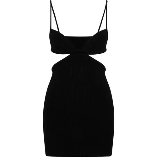 Cut Out Ribbed Mini Dress , female, Sizes: XS, 2XS - Off White - Modalova