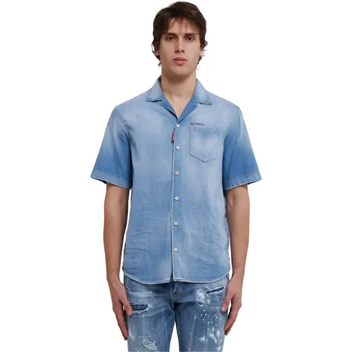 Denim Short Sleeve Shirt , male, Sizes: L, M, S, XL - Dsquared2 - Modalova