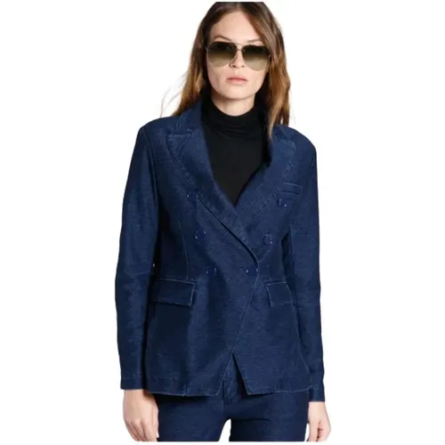 Denim Effect Jersey Blazer , female, Sizes: S - Mason's - Modalova