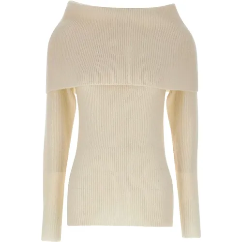 Luxus Wolle Seide Pullover Creme , Damen, Größe: M - Fabiana Filippi - Modalova