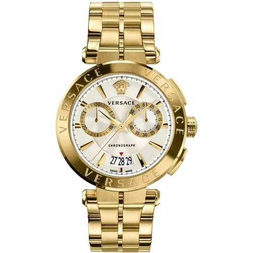 Gold Chronograph Edelstahl Uhr - Versace - Modalova