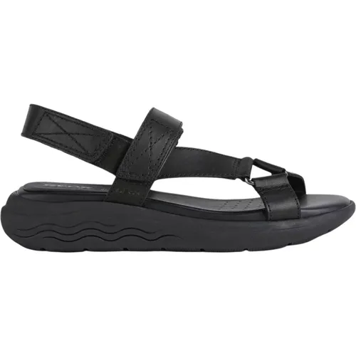 Schwarze flache Sandalen für Frauen , Damen, Größe: 36 EU - Geox - Modalova